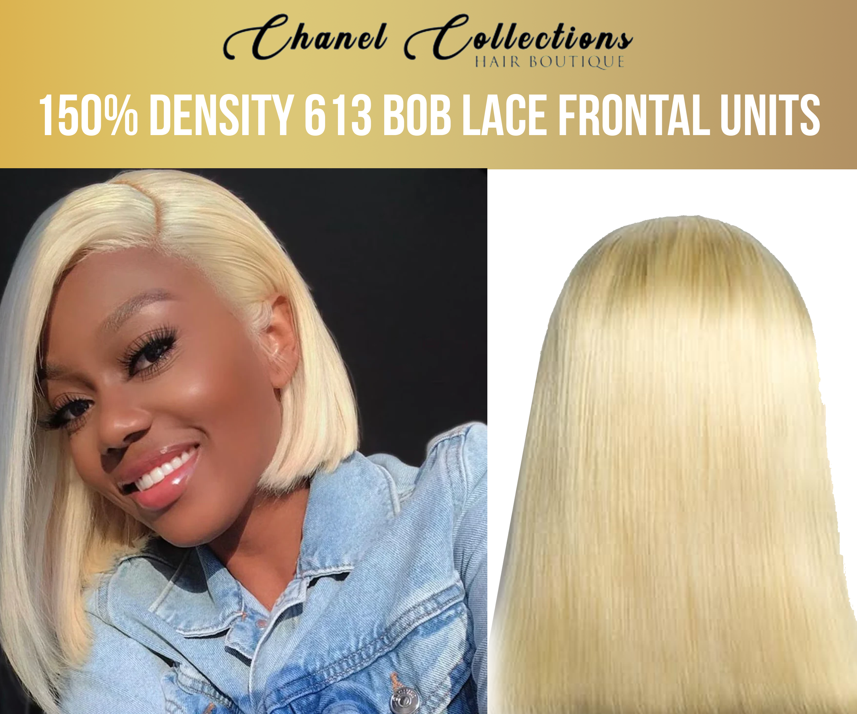 150% Density 613 Bob Lace Frontal Units