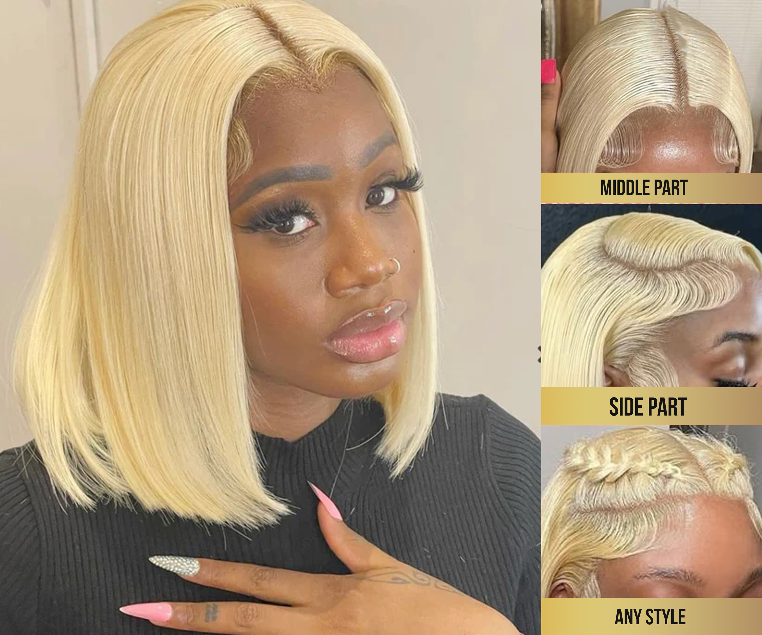 150% Density 613 Bob Lace Frontal Units