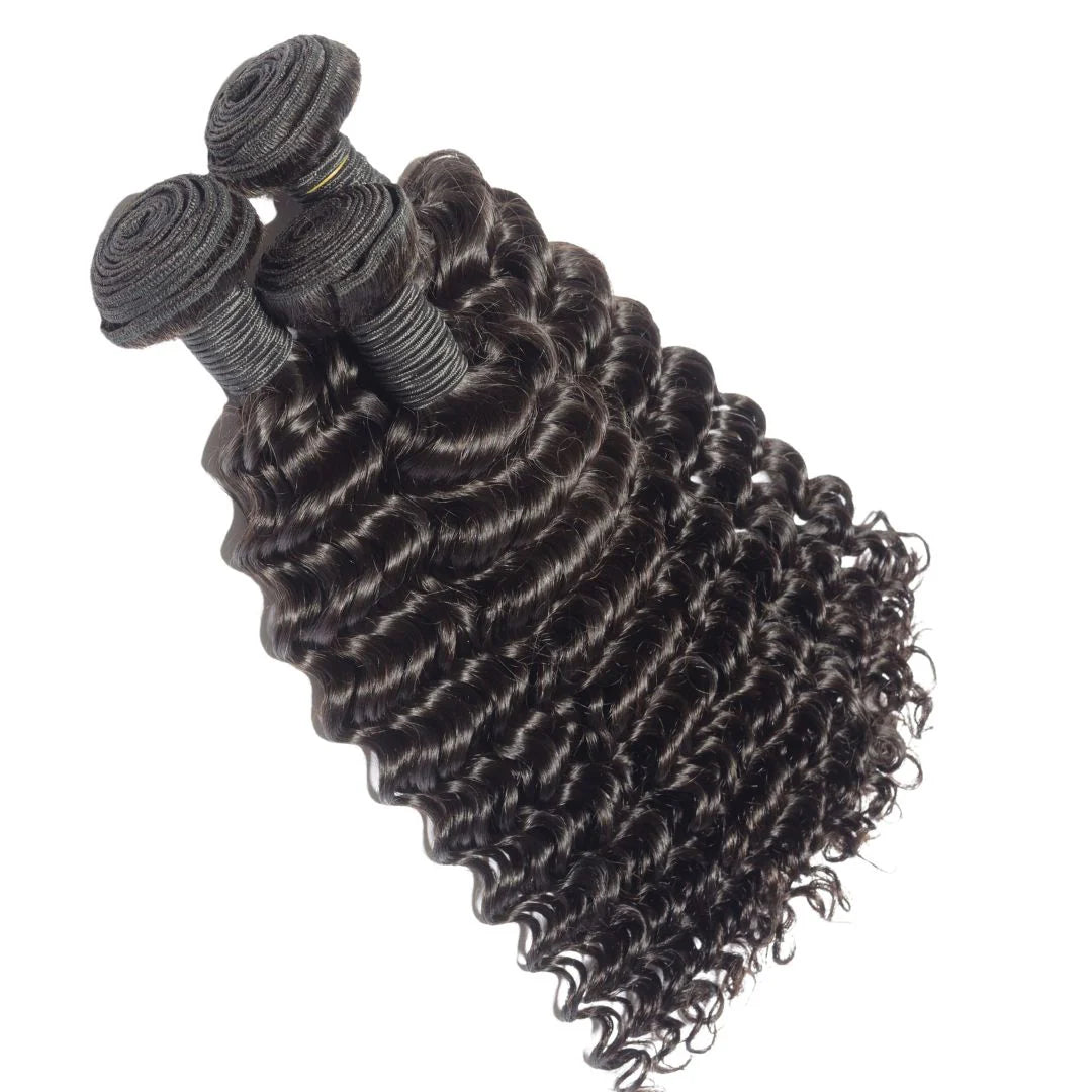 (3) Deep Curl Virgin Brazilian Bundles