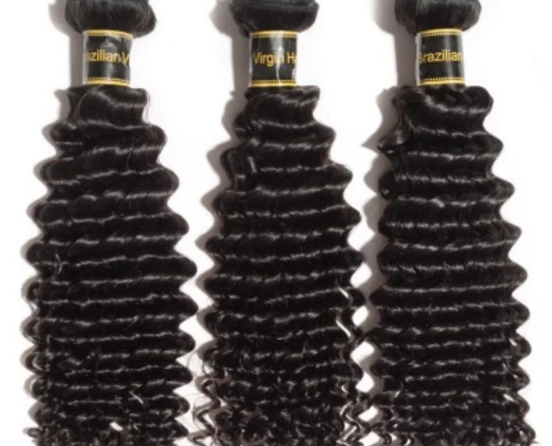 (3) Deep Curl Virgin Brazilian Bundles